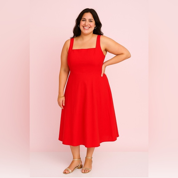 Torrid Belle Isle Red Fit & Flare Tea Length Dress, Size 14, NWT! - Picture 12 of 15